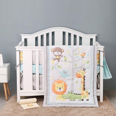 3-Piece Cot Bedding Set - Animal Zoo Grey (1)