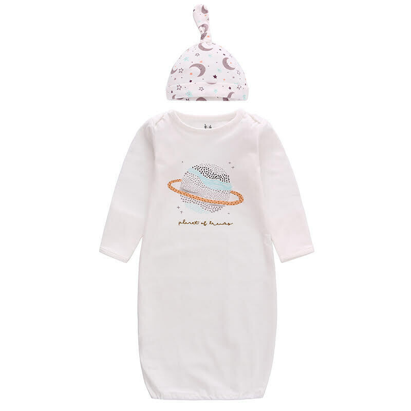 2-Piece Baby Sleep Gown& Beanie Set -Size 0-6 months (1)