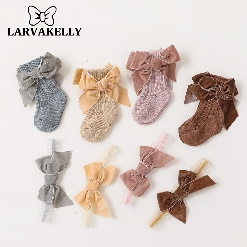 2- Piece Set Newborn Baby Girl Headband& Socks (1)