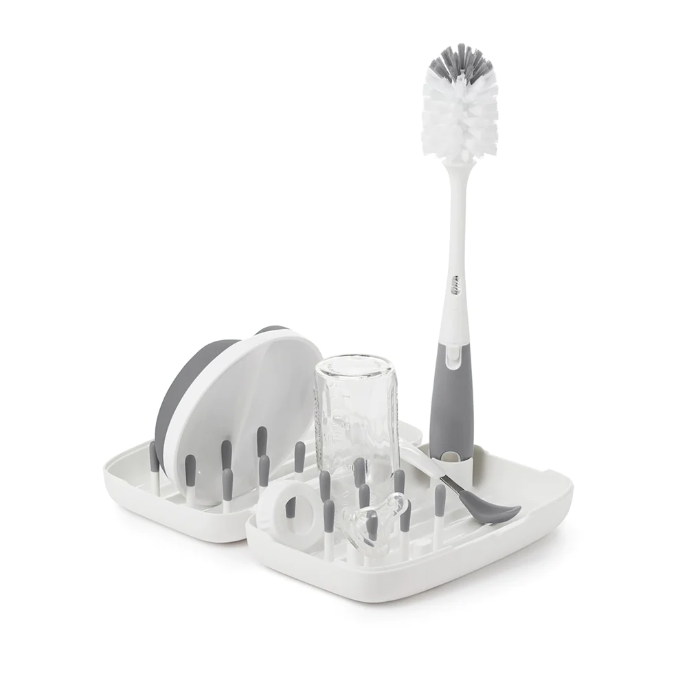 OXO Tot Travel Size Drying Rack with Bottle Brush - Grey (1)