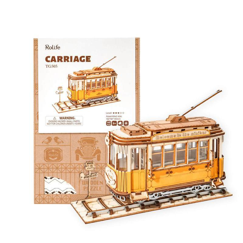 Robotime 3D Wooden Puzzle Retro Tramcar (1)