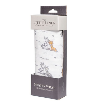 The Little Linen Co Muslin Wrap - Giraffe Friends (1)