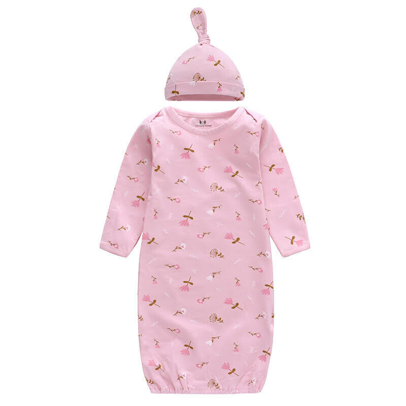 2-Piece Baby Sleep Gown& Beanie Set -Size 0-6 months (3)