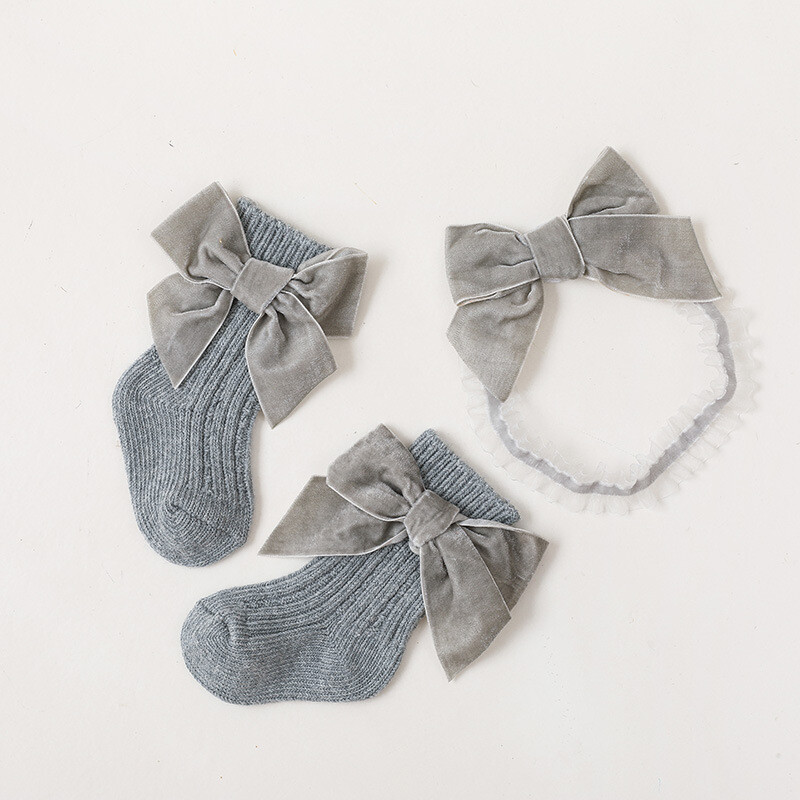 2- Piece Set Newborn Baby Girl Headband& Socks (3)