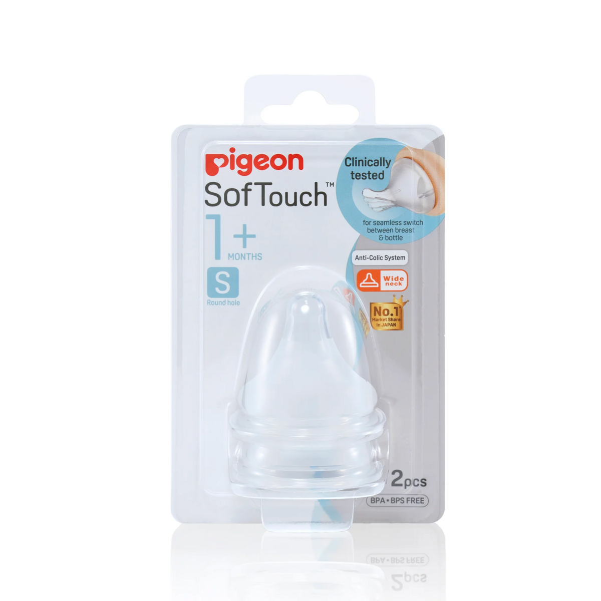 Pigeon SofTouch Peristaltic Plus Wide-Neck Teat 2pcs (S) (2)