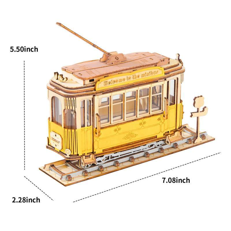 Robotime 3D Wooden Puzzle Retro Tramcar (4)