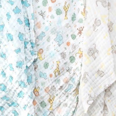 The Little Linen Co Muslin Wrap 3 Pack - Safari Bear (2)